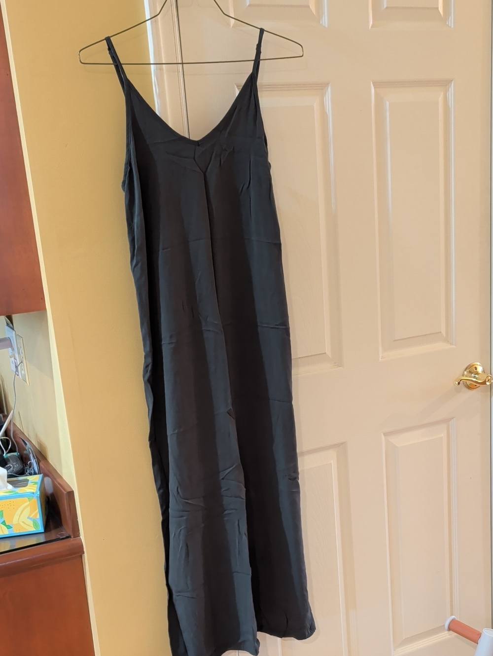 Green Midi Slip Dress with Spaghetti Straps